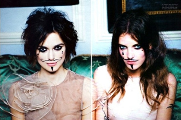 Кира Найтли закурила и приклеила усы для итальянского Vogue