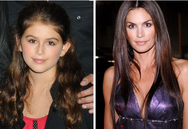 Синди Кроуфорд учит дочь краситься