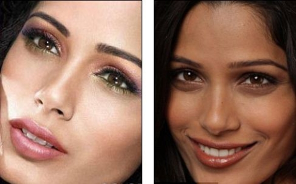 Лицо Фриды Пинто осветлили для рекламы L'Oreal?