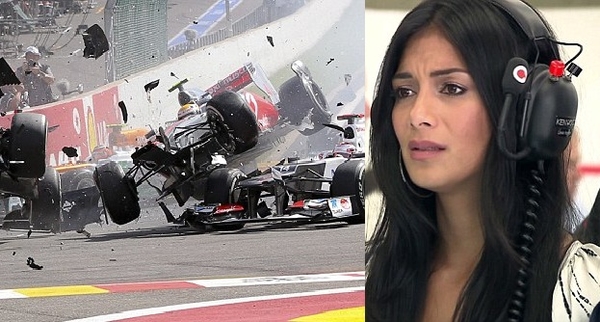 Болид бойфренда Николь Шерзингер разлетелся на кусочки у нее на глазах