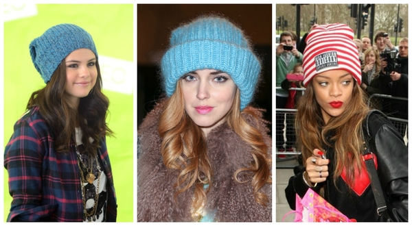 Вязаные шапки 2013: Выбор звездных модниц