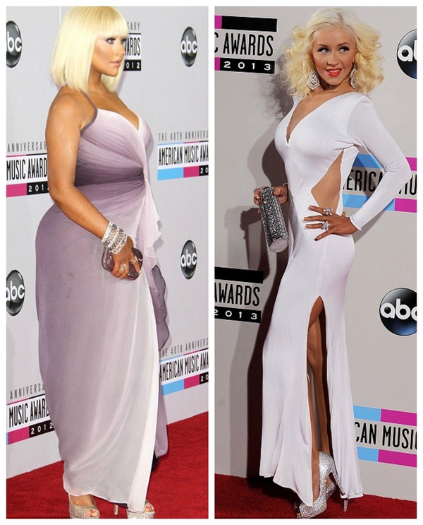 Агилера на American Music Awards до и после похудения: Из пышки в худышку