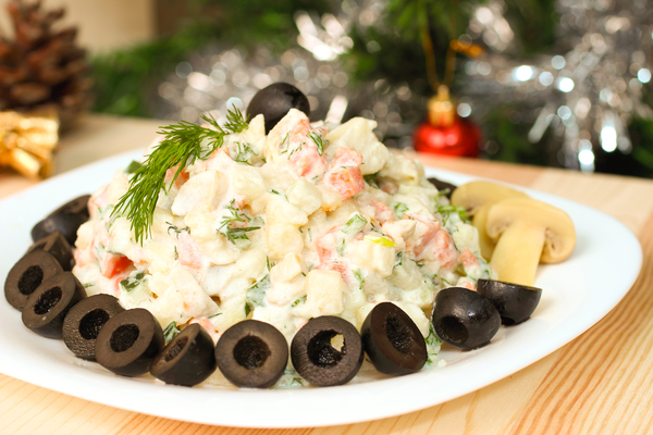 Вкусный салат с ветчиной на новогодний стол часики – пошаговый фото рецепт