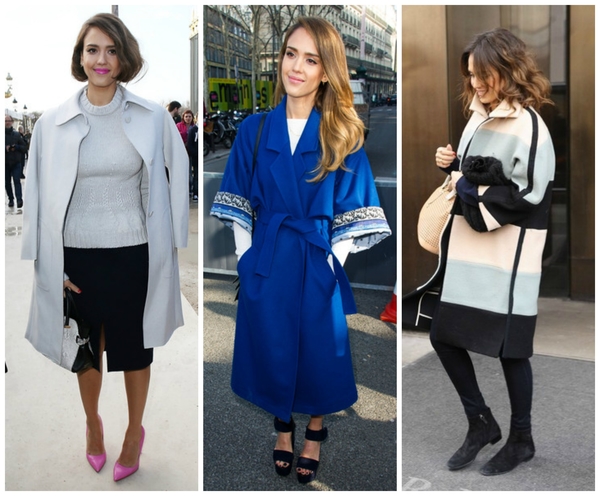 Королева пальто: 15 модных образов от Джессики Альба