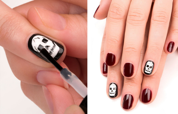 Маникюр на Хэллоуин с черепом: Мастер-класс