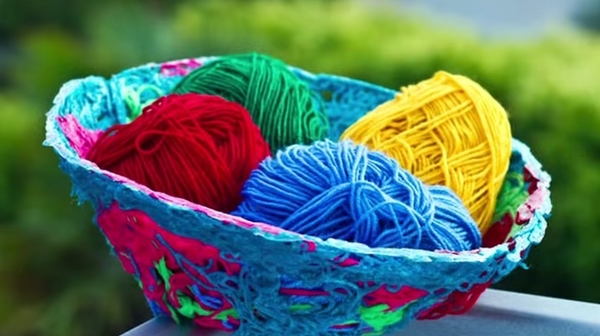 Как сделать корзинку из пряжи (видео)