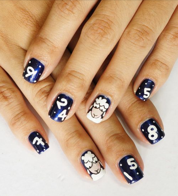 Маникюр на Новый год: Рисунки на ногтях с овечками