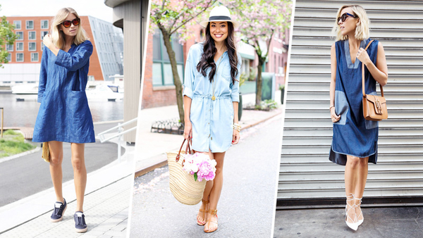 Как носить джинсовое платье: Образы street style