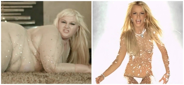 165-килограммовая певица в прозрачном комбинезоне спародировала Спирс