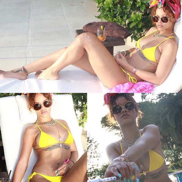 Рианна похвасталась фигурой в бикини на Барбадосе