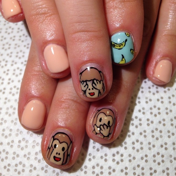 Маникюр на Новый год с обезьянами