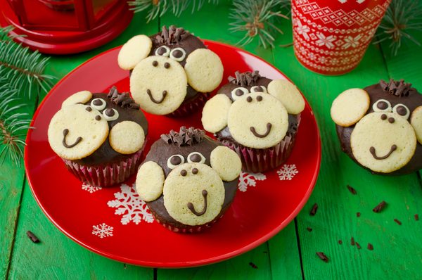 Новый год 2016: Кексы в виде обезьянок