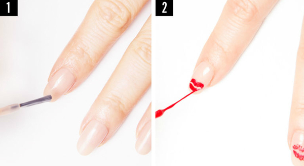 Маникюр на День святого Валентина с поцелуями: мастер-класс