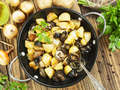 Постный жареный картофель с грибами