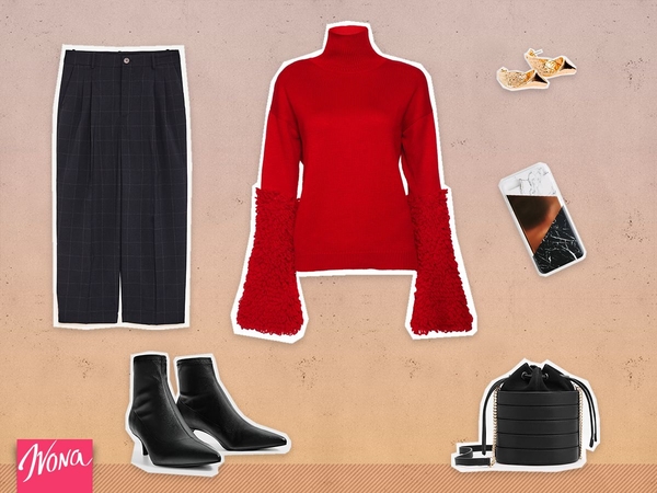 Вещь недели: три образа с красным свитером