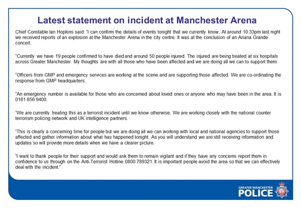 Теракт в Манчестере: на концерте Арианы Гранде прогремел взрыв