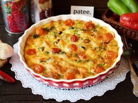 Оригинальный пирог с морепродуктами на кабачковом тесте