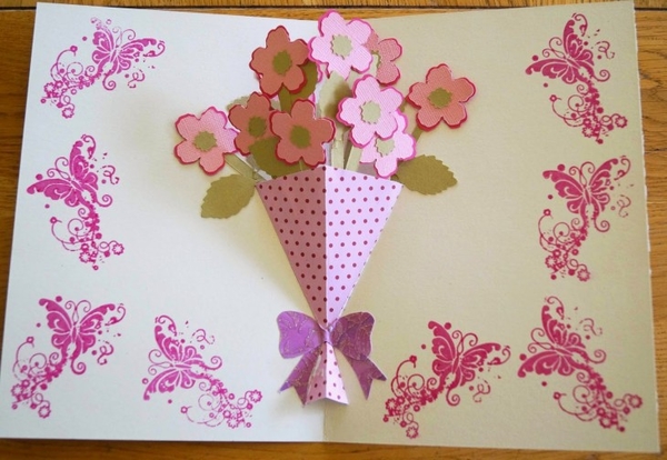 Второй вариант открытки к Дню учителя: открытка — бант с объемной розой