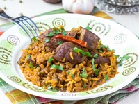 Плов с фасолью и мясом: пошаговая инструкция