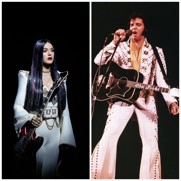 Элвис Пресли и Кэти Перри в белых костюмах, фото: instagram.com/katyperry / instagram.com/elvis