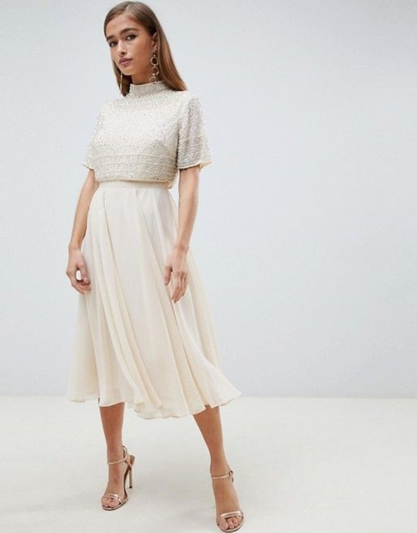 Юбка- миди + блестящий топ